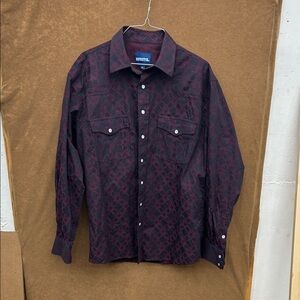 Resistol Men's Western Button-Up Shirt in Burgundy and Black